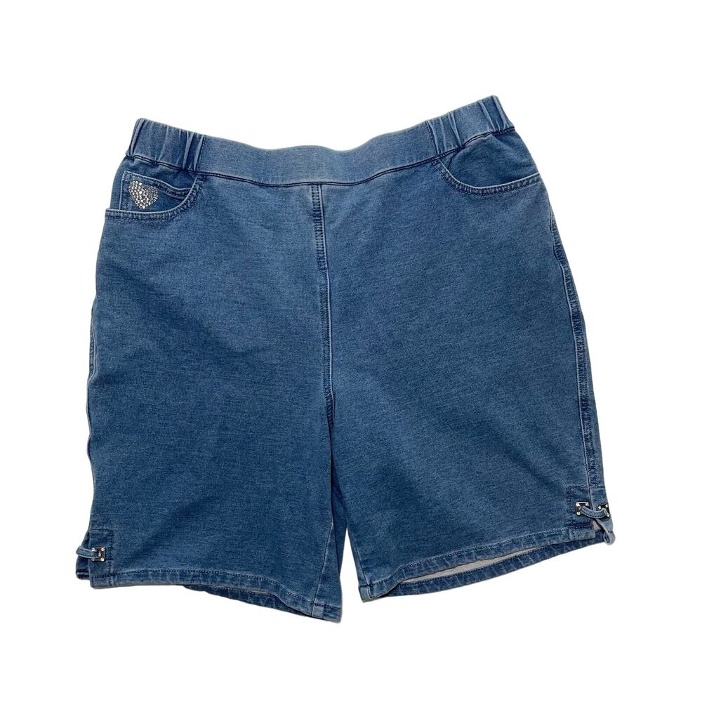 Quaker Factory Dream Jeannes Shorts, Size L  with Rhinestone